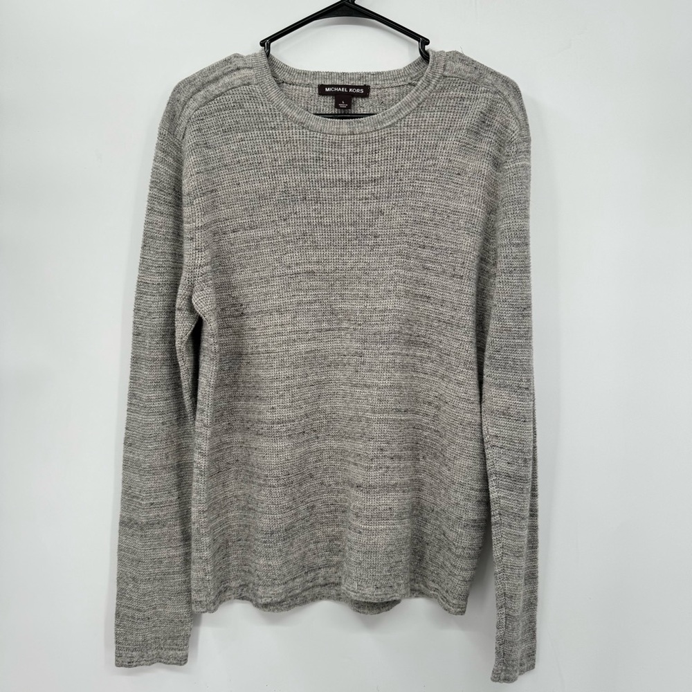 Michael Kors Large Waffle Knit Sweater Mens Grey Cotton Wool Blend Pullover